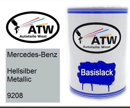 Mercedes-Benz, Hellsilber Metallic, 9208: 500ml Lackdose, von ATW Autoteile West.